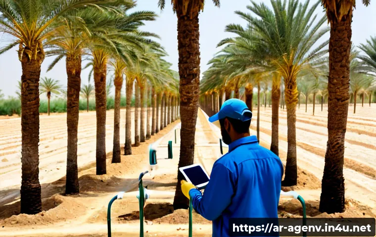 농업환경기술자 업무 개선 사례 - Photorealistic agricultural environmental technician in modest professional fieldwear inspecting a t...